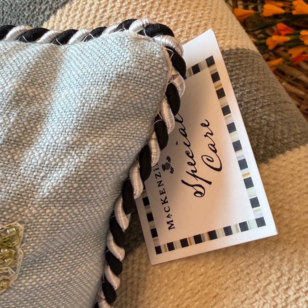 Mackenzie-Childs Floral And Bee Lumbar Throw Pillow - Picture 3 of 4